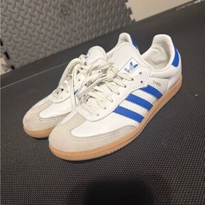 adidas Samba Sneakers in White, Blue & Gum